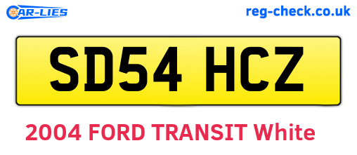 SD54HCZ are the vehicle registration plates.