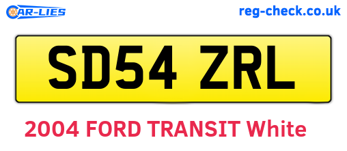 SD54ZRL are the vehicle registration plates.