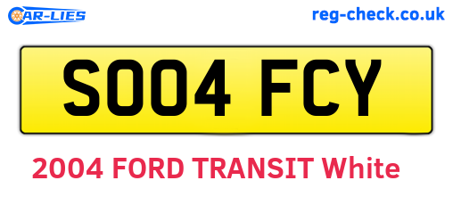 SO04FCY are the vehicle registration plates.