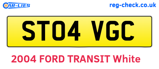 ST04VGC are the vehicle registration plates.