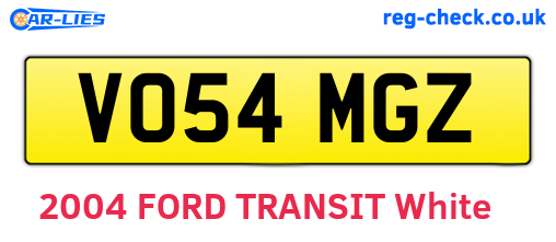 VO54MGZ are the vehicle registration plates.