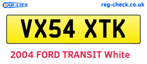 VX54XTK are the vehicle registration plates.