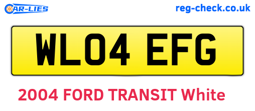 WL04EFG are the vehicle registration plates.