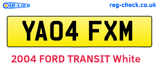 YA04FXM are the vehicle registration plates.