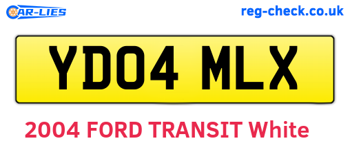 YD04MLX are the vehicle registration plates.