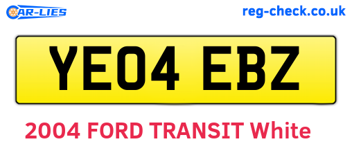 YE04EBZ are the vehicle registration plates.