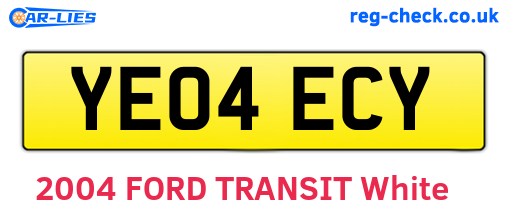 YE04ECY are the vehicle registration plates.