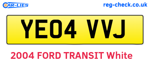 YE04VVJ are the vehicle registration plates.
