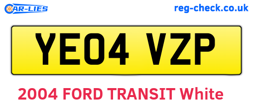 YE04VZP are the vehicle registration plates.