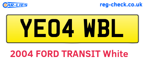 YE04WBL are the vehicle registration plates.