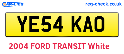 YE54KAO are the vehicle registration plates.