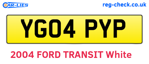YG04PYP are the vehicle registration plates.