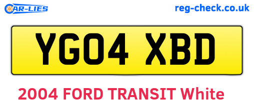 YG04XBD are the vehicle registration plates.