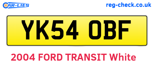 YK54OBF are the vehicle registration plates.