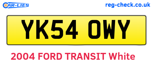 YK54OWY are the vehicle registration plates.