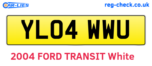 YL04WWU are the vehicle registration plates.