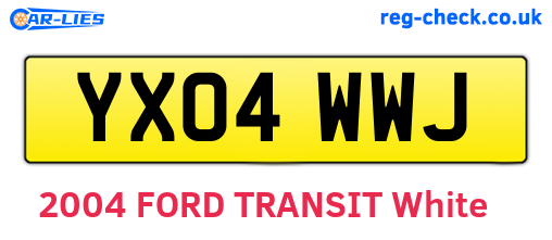 YX04WWJ are the vehicle registration plates.
