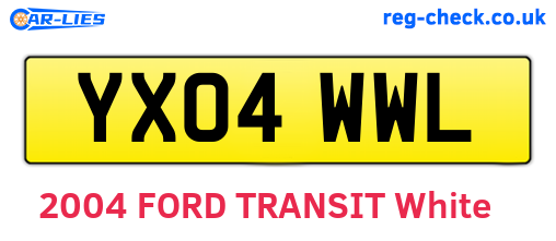 YX04WWL are the vehicle registration plates.