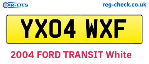 YX04WXF are the vehicle registration plates.