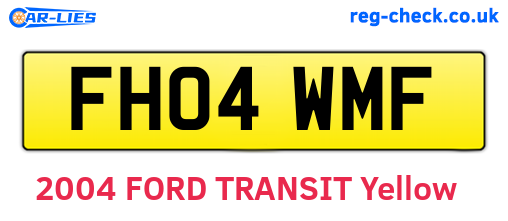 FH04WMF are the vehicle registration plates.