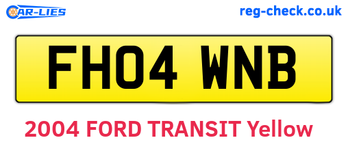 FH04WNB are the vehicle registration plates.