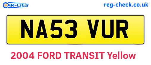 NA53VUR are the vehicle registration plates.