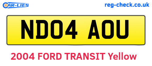 ND04AOU are the vehicle registration plates.
