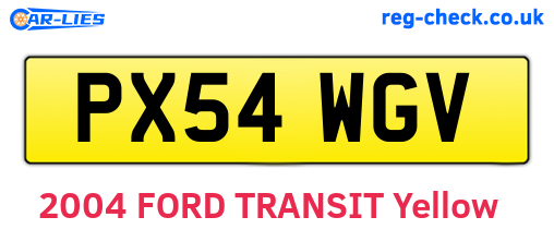 PX54WGV are the vehicle registration plates.