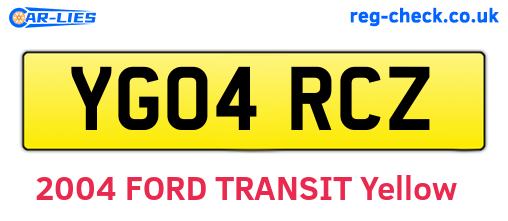 YG04RCZ are the vehicle registration plates.
