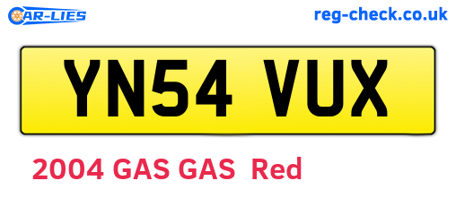 YN54VUX are the vehicle registration plates.