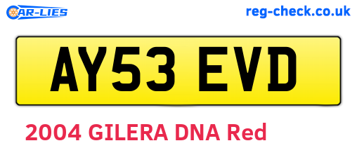 AY53EVD are the vehicle registration plates.