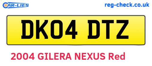 DK04DTZ are the vehicle registration plates.