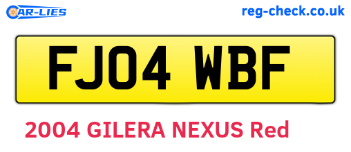 FJ04WBF are the vehicle registration plates.