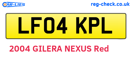 LF04KPL are the vehicle registration plates.