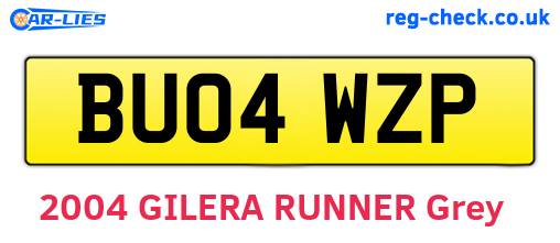 BU04WZP are the vehicle registration plates.