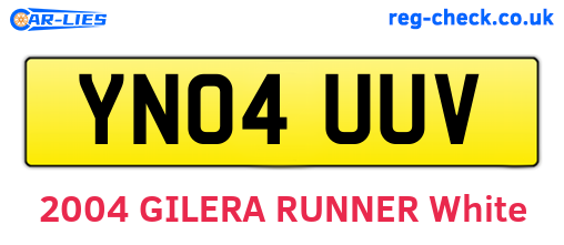 YN04UUV are the vehicle registration plates.