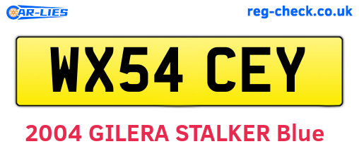 WX54CEY are the vehicle registration plates.