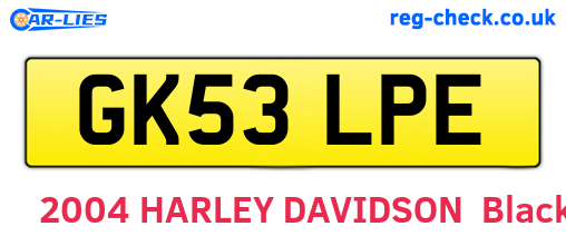 GK53LPE are the vehicle registration plates.