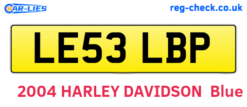 LE53LBP are the vehicle registration plates.