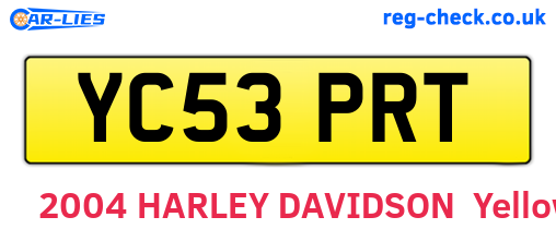 YC53PRT are the vehicle registration plates.