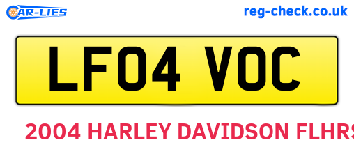 LF04VOC are the vehicle registration plates.
