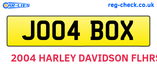 JO04BOX are the vehicle registration plates.