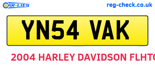 YN54VAK are the vehicle registration plates.