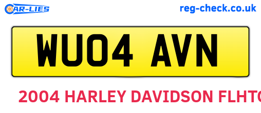 WU04AVN are the vehicle registration plates.