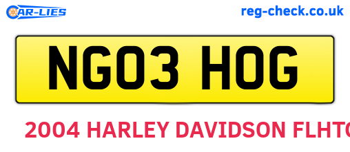 NG03HOG are the vehicle registration plates.