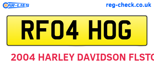 RF04HOG are the vehicle registration plates.