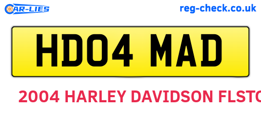 HD04MAD are the vehicle registration plates.