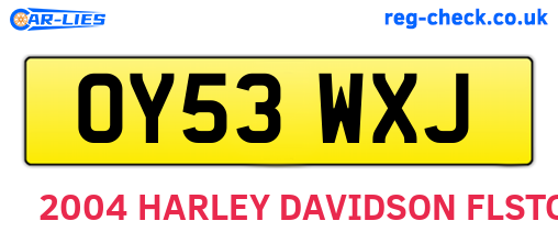 OY53WXJ are the vehicle registration plates.