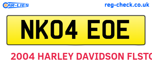 NK04EOE are the vehicle registration plates.