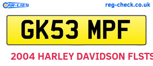 GK53MPF are the vehicle registration plates.